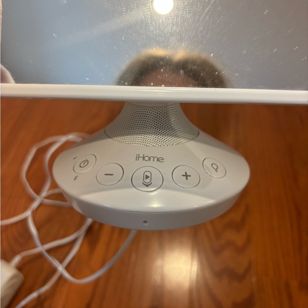 iHome White Mirror with Bluetooth Speaker